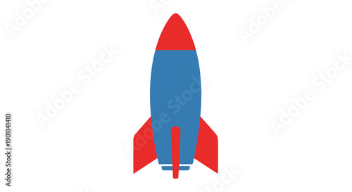 Blue and Red Rocket Illustration.