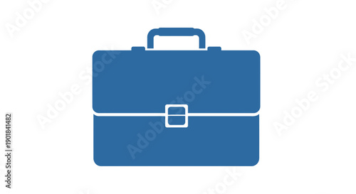 Blue Briefcase with Handle and Buckle.