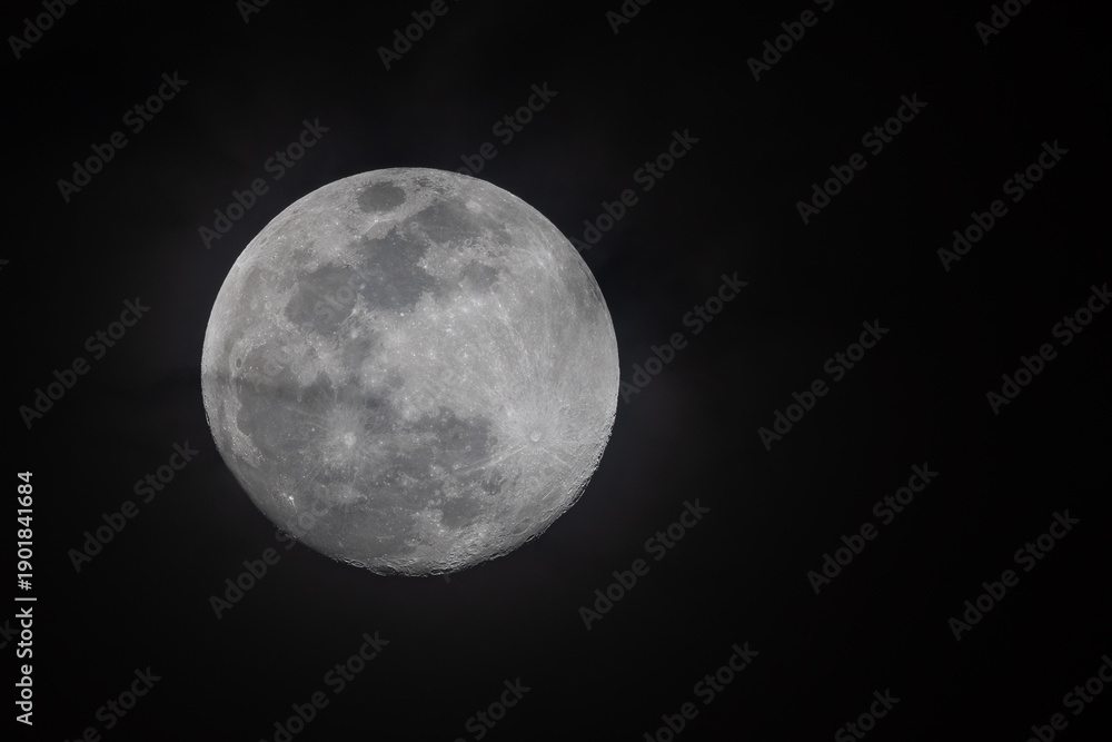 Obraz premium Full Moon Background. The Moon is an astronomical body that orbits planet Earth, being Earth's only permanent natural satellite