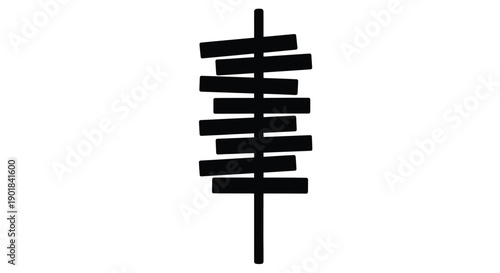 A simple black silhouette of a stacked skewer with rectangular pieces