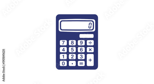 Blue Calculator with White Buttons and Display.