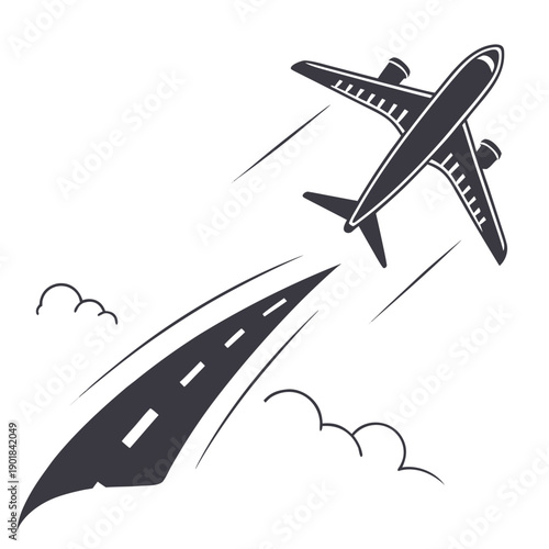 A jet and a rocket racing through the sky above the clouds Vector