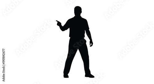 Silhouette of a man pointing forward with his right hand