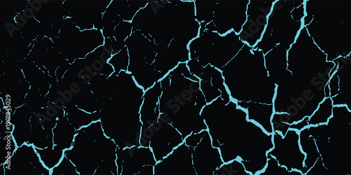 Abstract Neon Green Cracked Ground Texture with Black Veins Grunge