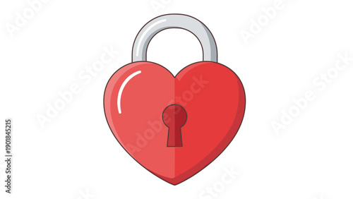 Red Heart Lock Icon, Love Security, Valentine's Day Symbol