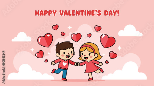 Cute Couple Holding Hands, Valentine's Day Heart Celebration