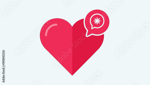 Red Heart Icon with Notification Bubble and Asterisk Symbol