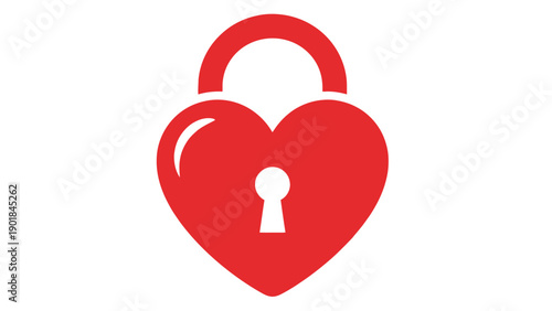 Red Heart Lock Icon Symbolizing Love, Security, Commitment, and Protection