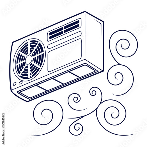 Modern air conditioning unit with decorative swirls and patterns Vector