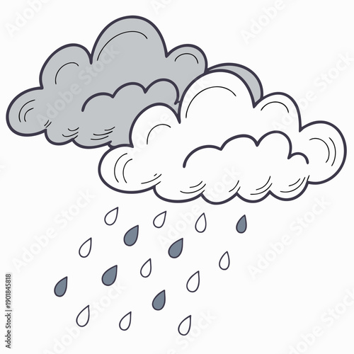 A dark and stormy sky filled with heavy rain and dark clouds. Vector