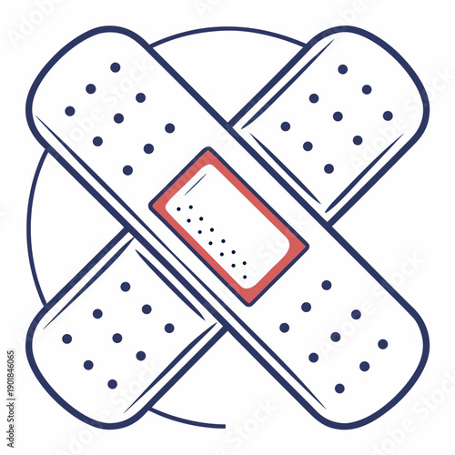 A graphic of two bandages crossed over each other in an x shape Vector