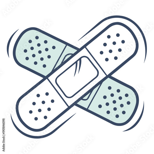 Two blue bandages with white crosses and dots on a white background Vector