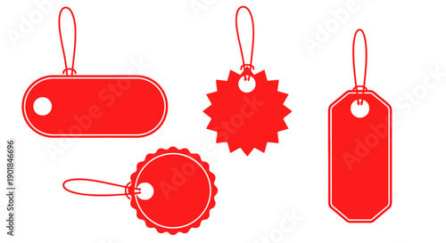 Red hanging tags for labeling and organizing
