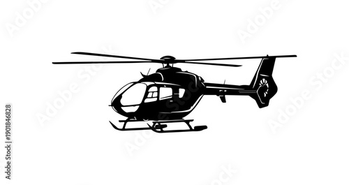 Modern Black Helicopter Vector Illustration