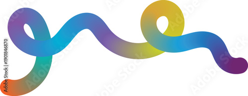 Abstract flowing colorful gradient tube with loop and curves, modern design element, smooth fluid shape, bright vibrant colors, isolated on white background