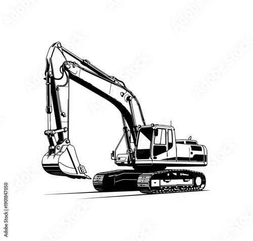 Heavy Duty Excavator Vector Illustration