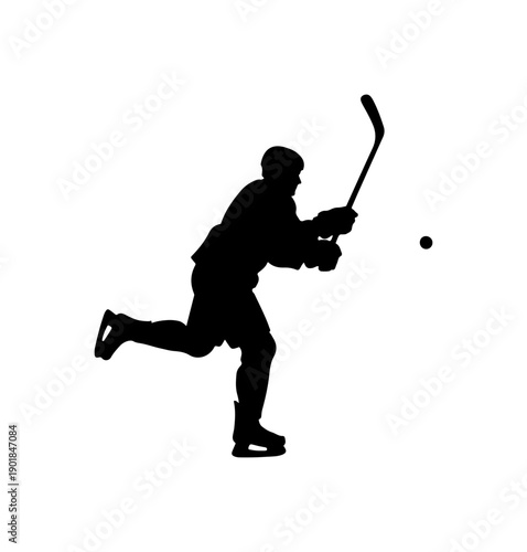 Canvas Print Ice Hockey Player in Action Silhouette