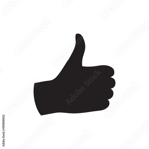 Thumbs up Silhouette symbol. Vector isolated illustration
