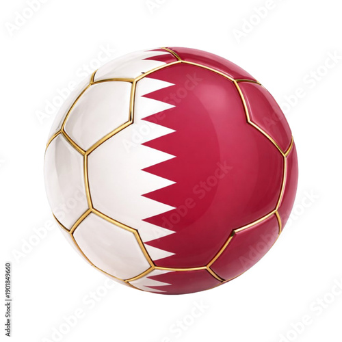 Qatar Flag Soccer Ball 3D Render for Middle East Sports