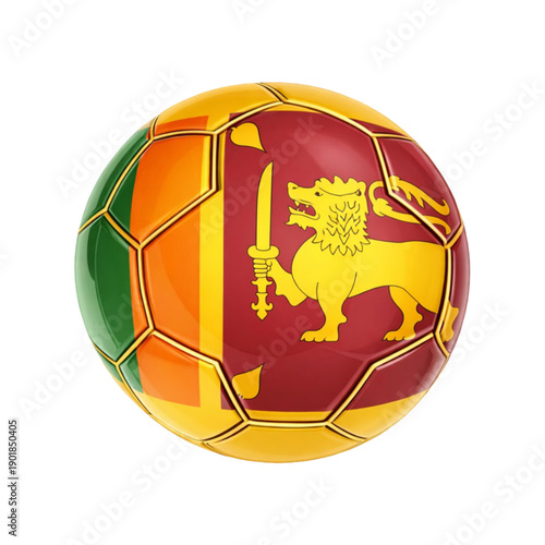 Sri Lanka Flag Soccer Ball Realistic 3D Illustration for Sport