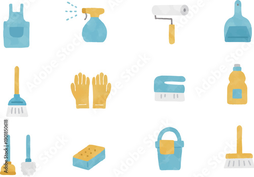 掃除道具のアイコンセット