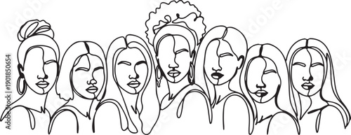 A diverse group of women standing together in a supportive and empowering manner.