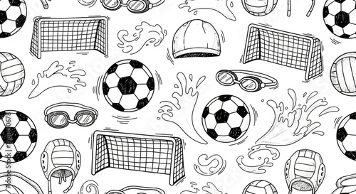 Soccer Action Patterns, Sports Gear, Fun Environment, Illustration