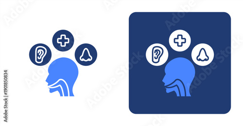 Otolaryngology icon, with contrast background.