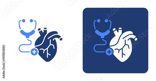 Cardiology icon, with contrast background.