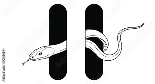 Snakes creatively integrated into the letter h for artistic design inspiration.