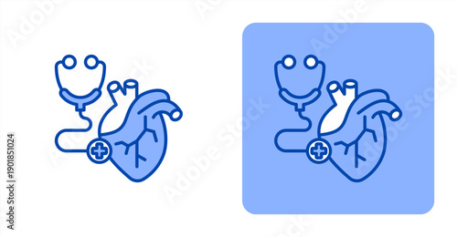 Cardiology icon, with contrast background.