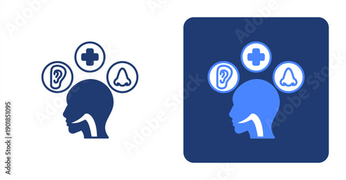 Otolaryngology icon, with contrast background.