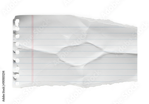 Crumpled paper sheet with lines and holes