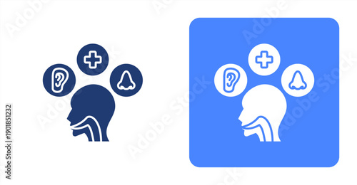 Otolaryngology icon, with contrast background.