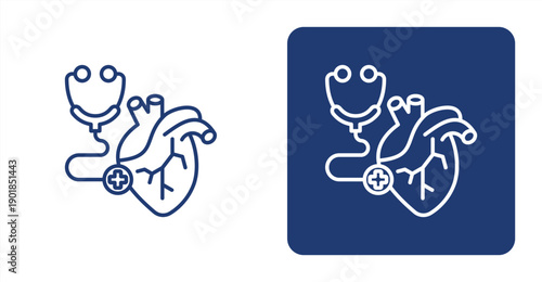 Cardiology icon, with contrast background.