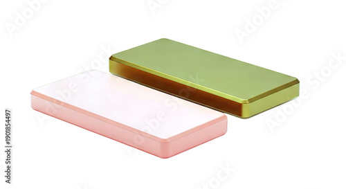 Two Rectangular Boxes: Coral Pink and Bronze