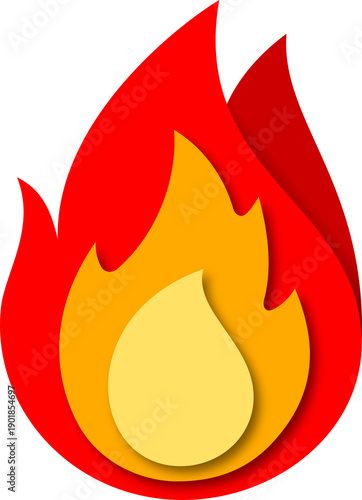 Fire flame paper cut icon PNG