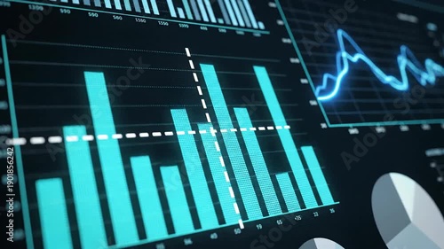 Data visualization of business analytics on screen display