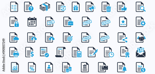 Collection of blue and dark blue business document