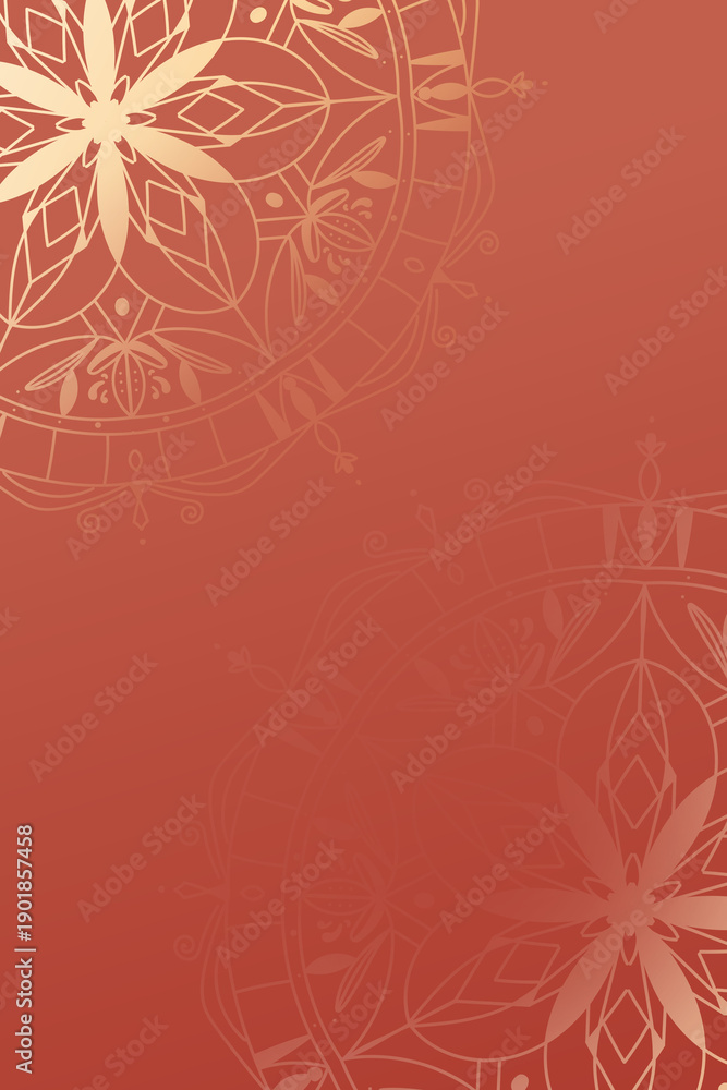 Fototapeta premium Ramadan celebration with decorative patterns on a red background during evening hours
