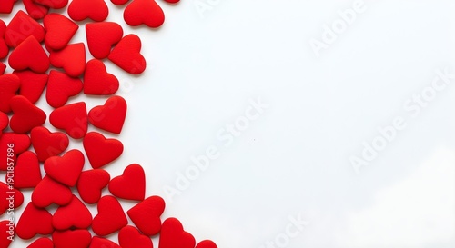Red Heart Shapes Valentine’s Day Background Isolated on White