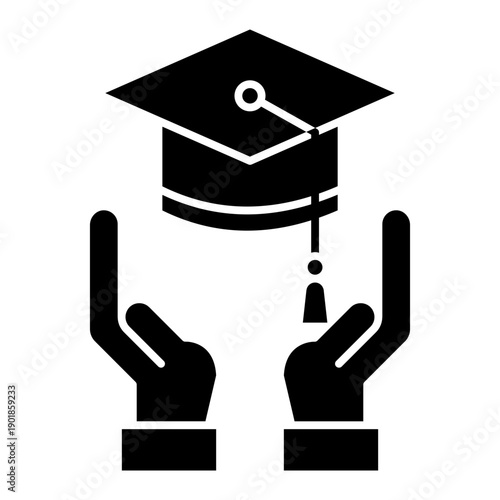 Graduate hat on hand icon