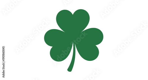 Green Shamrock Symbol Isolated on White Background, Traditional Irish Luck and Spring Icon