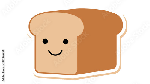 Happy Bread Loaf Character with Smiling Face - Cute Food Illustration