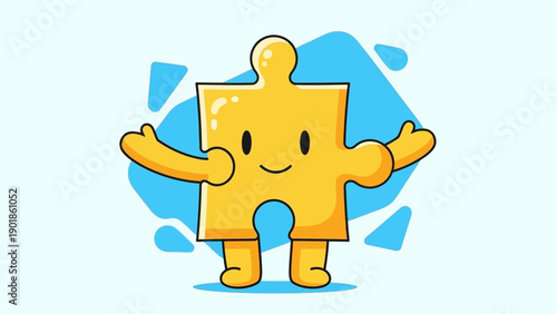 Happy Puzzle Piece Character Greeting