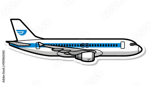 Passenger Jet Airplane, Commercial Airliner, Travel, Transportation, Vector Illustration