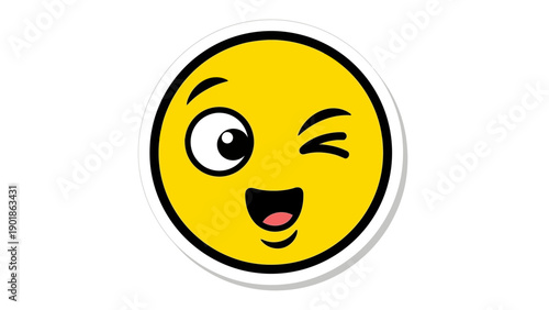Winking Smiley Face Icon - Happy Expression, Fun Character, Modern Emoji