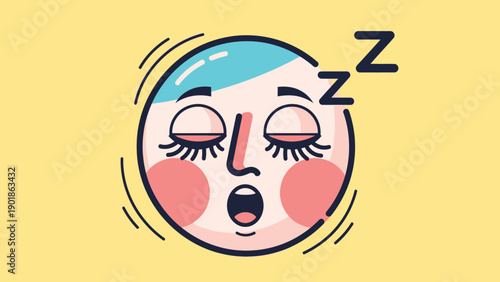 Yawning Face Emoji, Sleepy Mood, Tiredness, Exhaustion, Boredom, Vector Illustration