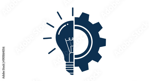 A graphic representation combining a light bulb and a gear, symbolizing innovation and industry.