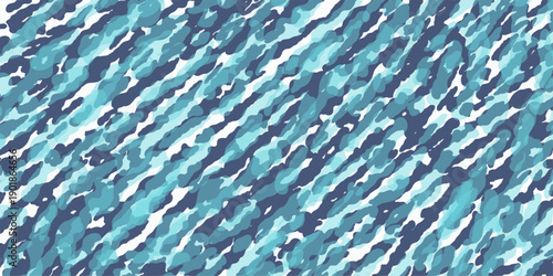 ブルーグリーンの斜めブラシストロークが流れる抽象テクスチャ背景 動きのある筆致とムラ感を活かしたデザイン用ベクター素材/Abstract Blue Green Diagonal Brush Stroke Texture Background with Dynamic Painted Effect Vector Design